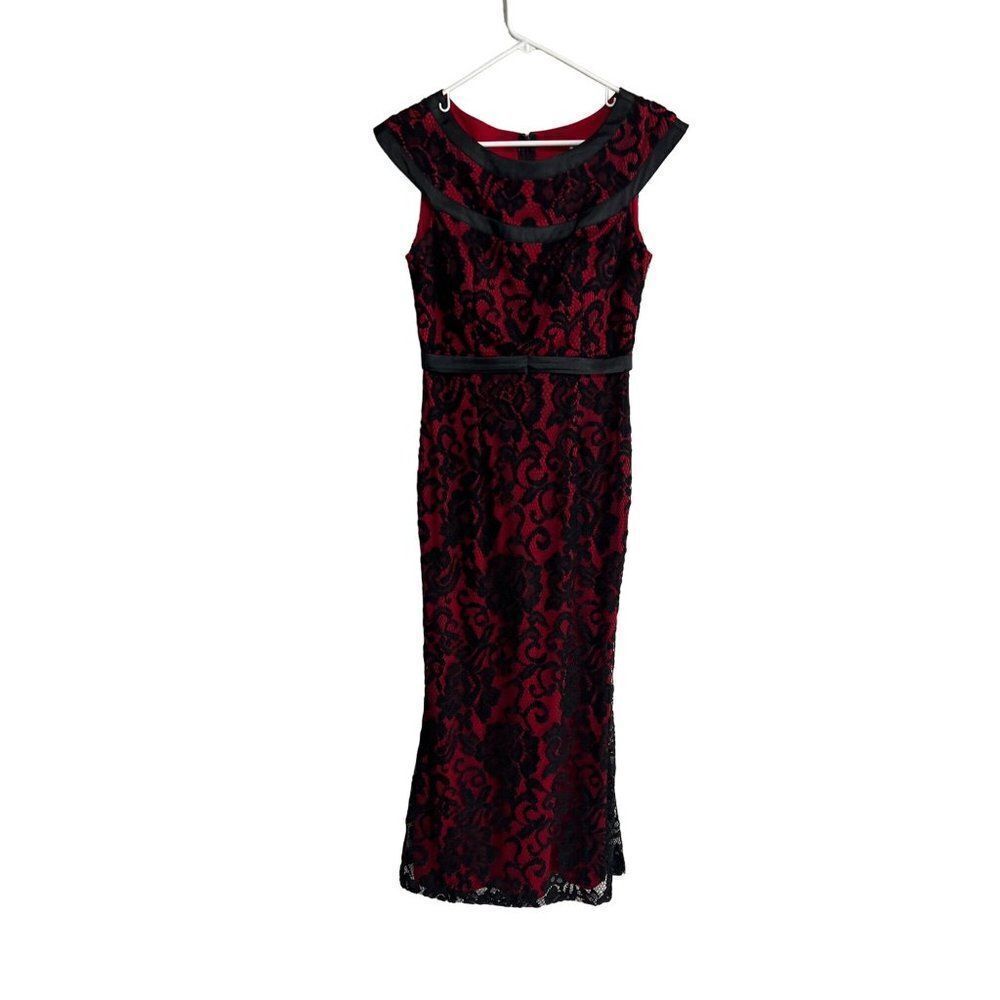 Fiesta red floral lace maxi dress size XS
